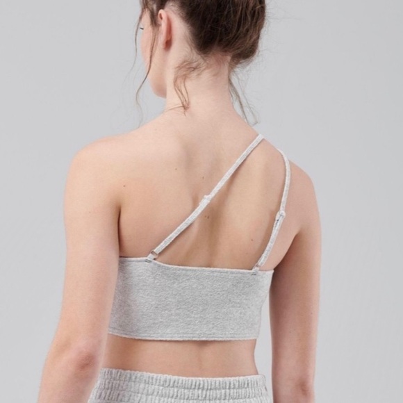 NEW Gilly Hicks Hollister Terry Fleece One Shoulder Bralette in Grey - Picture 2 of 6